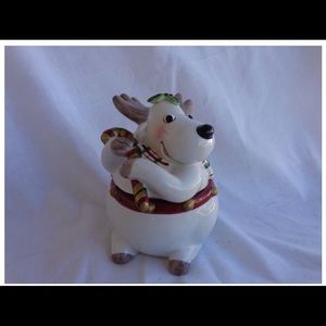 FITZ AND FLOYD Plaid Christmas Candy Jar Deer